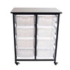 Luxor Mobile Bin Storage Unit, Double Row with Large Clear Bins MBS-DR-8L-CL